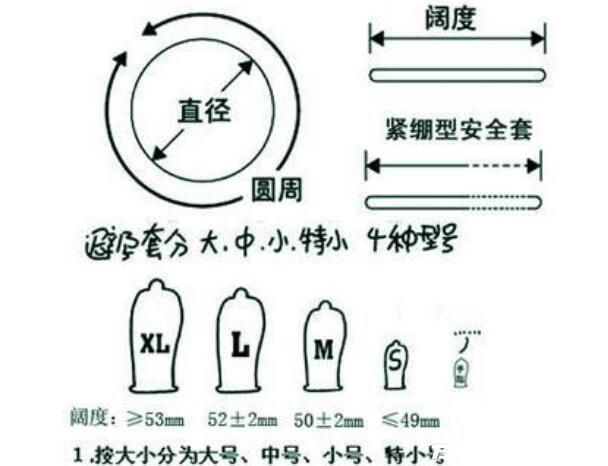 避孕套尺寸大小对照表，中国人普遍都是中号33毫米