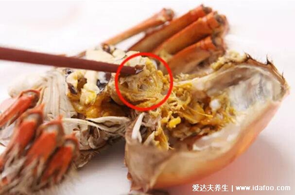 螃蟹哪里不能吃高清图，蟹肠/蟹腮/蟹胃/蟹心4不吃(附禁忌水果)