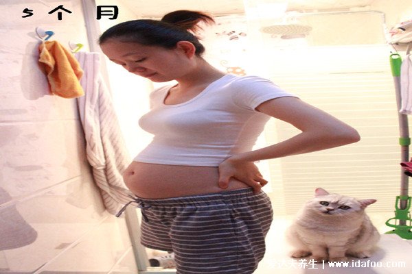 怀孕1一9月肚子变化图，4月份孕肚明显隆起