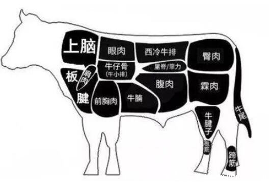 吃火锅时的牛上脑是牛的什么部位，是牛的后颈部的肉(适合涮火锅烧烤)