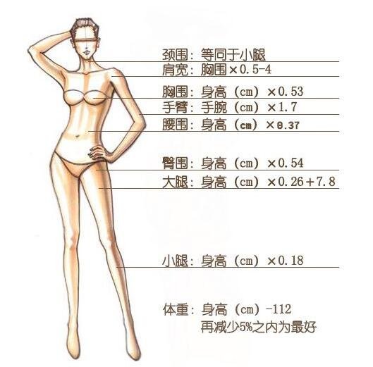 女性标准身材对照表，黄金比例与标准身材查看